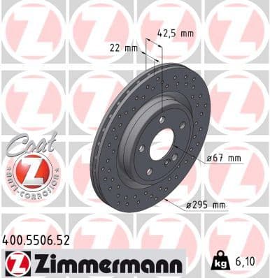 Bremžu diski ZIMMERMANN 400.5506.52 1