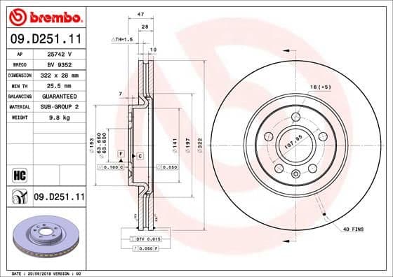 Bremžu diski BREMBO 09.D251.11 1