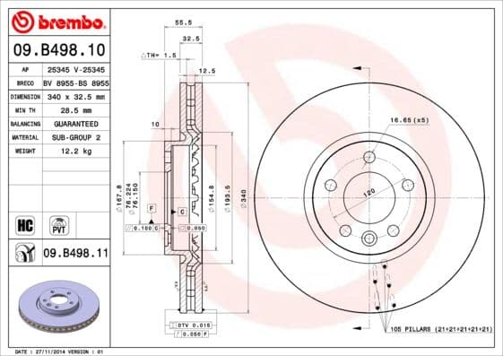 Bremžu diski BREMBO 09.B498.11 1