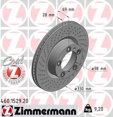 Bremžu diski ZIMMERMANN 460.1529.20 1