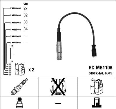 Augstsprieguma vadu komplekts NGK 6349 1