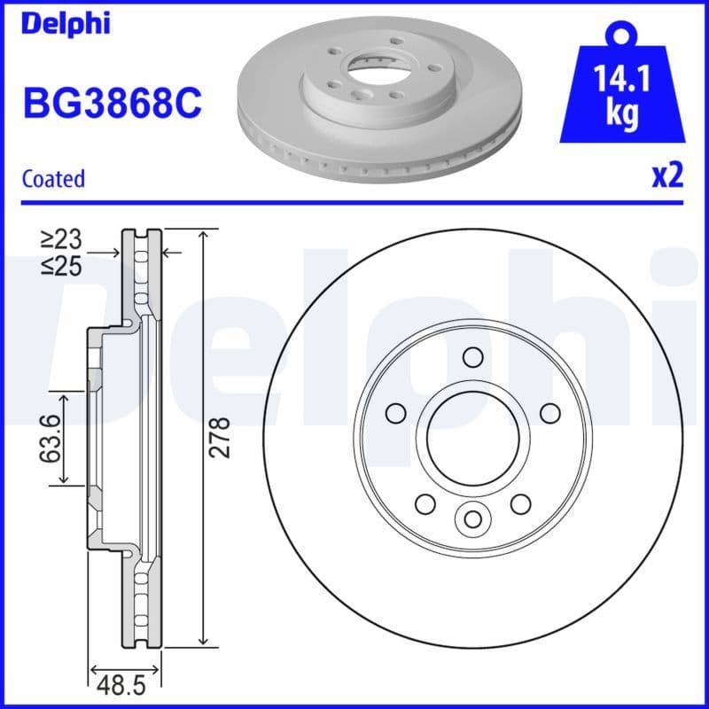 Bremžu diski DELPHI BG3868C 1