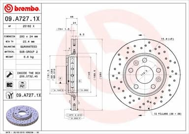 Bremžu diski BREMBO 09.A727.1X 1