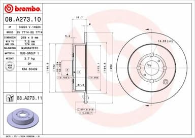 Bremžu diski BREMBO 08.A273.11 1