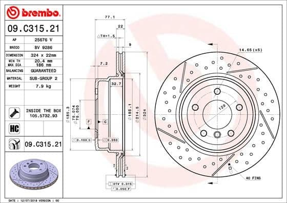 Bremžu diski BREMBO 09.C315.21 1