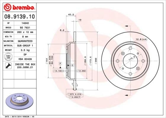 Bremžu diski BREMBO 08.9139.10 1