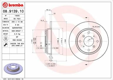 Bremžu diski BREMBO 08.9139.10 1