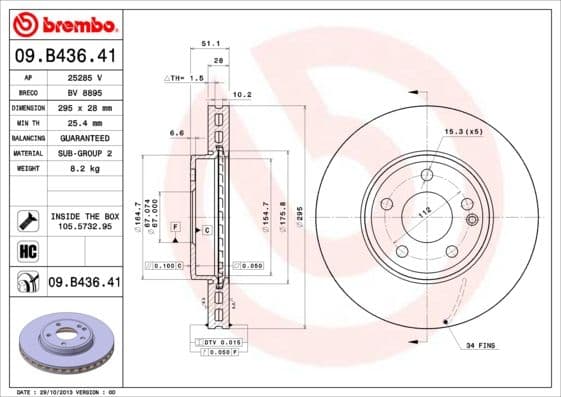 Bremžu diski BREMBO 09.B436.41 1