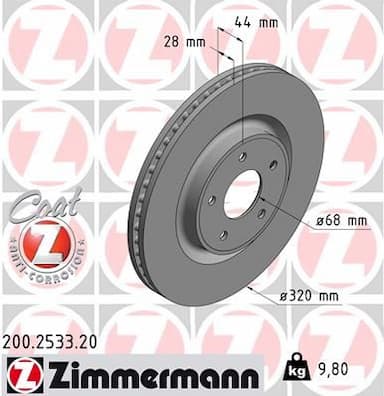 Bremžu diski ZIMMERMANN 200.2533.20 1