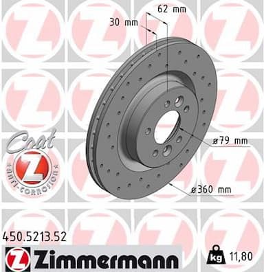 Bremžu diski ZIMMERMANN 450.5213.52 1