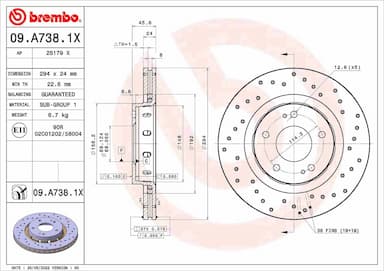 Bremžu diski BREMBO 09.A738.1X 1