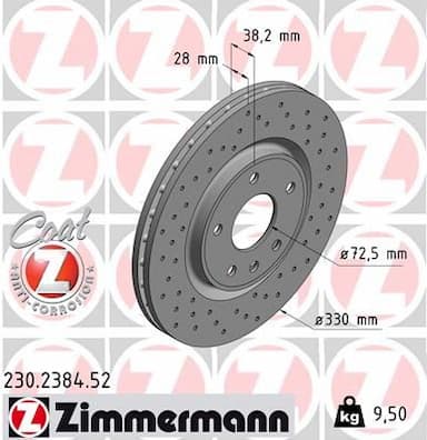 Bremžu diski ZIMMERMANN 230.2384.52 1