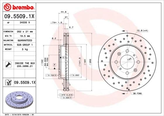 Bremžu diski BREMBO 09.5509.1X 1