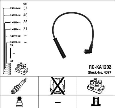 Augstsprieguma vadu komplekts NGK 4077 1