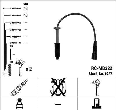 Augstsprieguma vadu komplekts NGK 0757 1