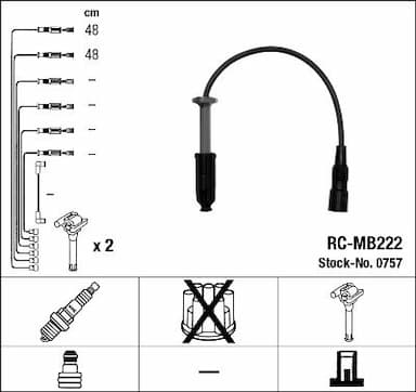 Augstsprieguma vadu komplekts NGK 0757 1