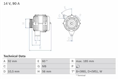 Ģenerators BOSCH 0 986 040 180 1