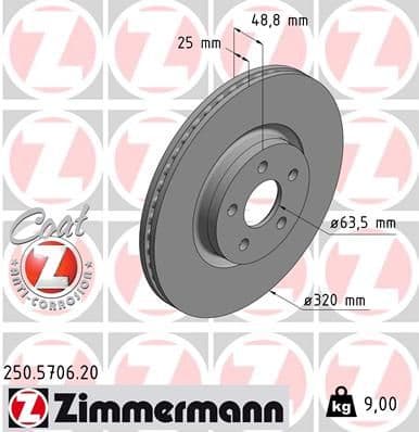 Bremžu diski ZIMMERMANN 250.5706.20 1