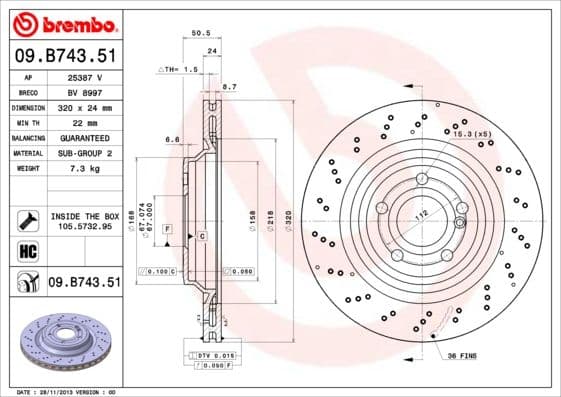 Bremžu diski BREMBO 09.B743.51 1