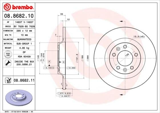 Bremžu diski BREMBO 08.8682.11 1