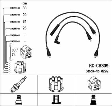 Augstsprieguma vadu komplekts NGK 8292 1