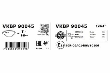 Bremžu uzliku kompl., Disku bremzes SKF VKBP 90045 3