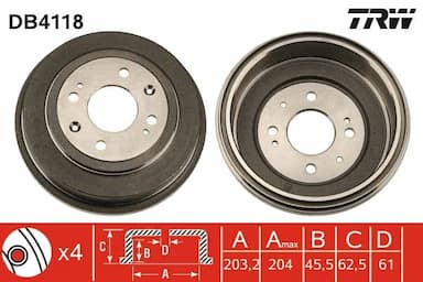 Bremžu trumulis TRW DB4118 1