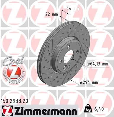 Bremžu diski ZIMMERMANN 150.2938.20 1