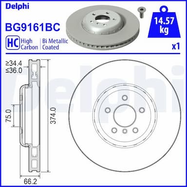 Bremžu diski DELPHI BG9161BC 1