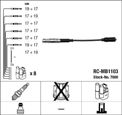 Augstsprieguma vadu komplekts NGK 7800 1