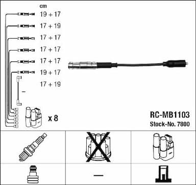 Augstsprieguma vadu komplekts NGK 7800 1