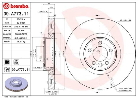 Bremžu diski BREMBO 09.A773.11 1