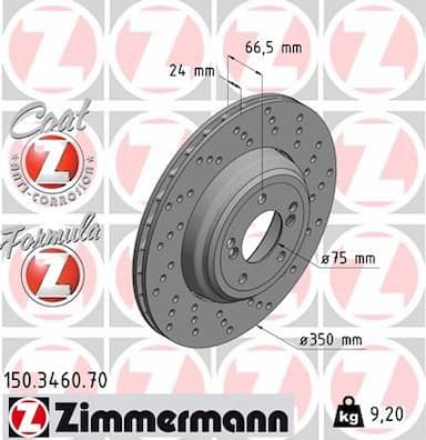 Bremžu diski ZIMMERMANN 150.3460.70 1