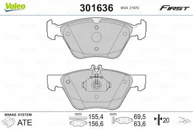 Bremžu uzliku kompl., Disku bremzes VALEO 301636 1