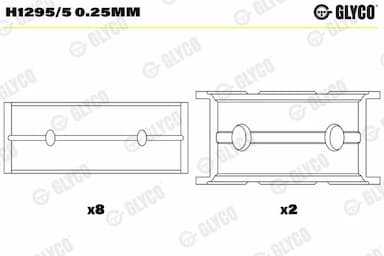 Kloķvārpstas gultnis GLYCO H1295/5 0.25MM 1