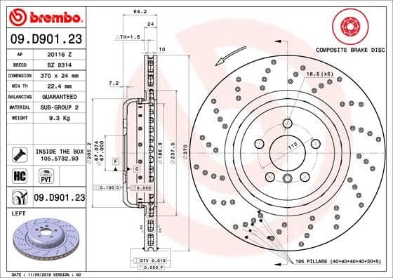 Bremžu diski BREMBO 09.D901.23 1