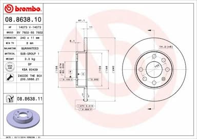 Bremžu diski BREMBO 08.8638.11 1