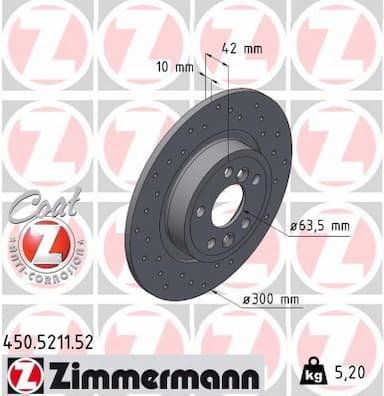 Bremžu diski ZIMMERMANN 450.5211.52 1