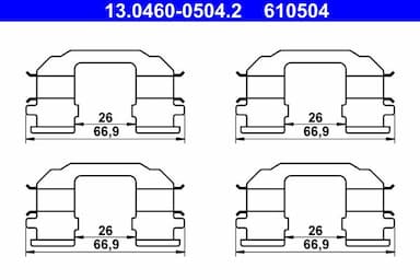 Piederumu komplekts, Disku bremžu uzlikas ATE 13.0460-0504.2 1