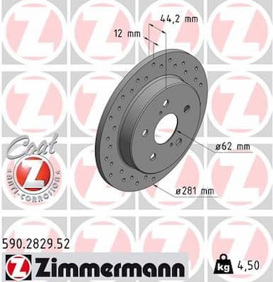 Bremžu diski ZIMMERMANN 590.2829.52 1