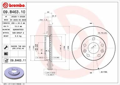 Bremžu diski BREMBO 09.B463.11 1