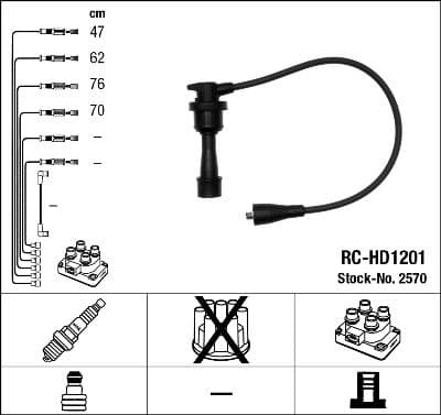 Augstsprieguma vadu komplekts NGK 2570 1