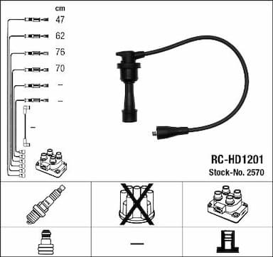 Augstsprieguma vadu komplekts NGK 2570 1