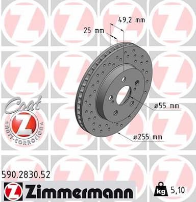 Bremžu diski ZIMMERMANN 590.2830.52 1