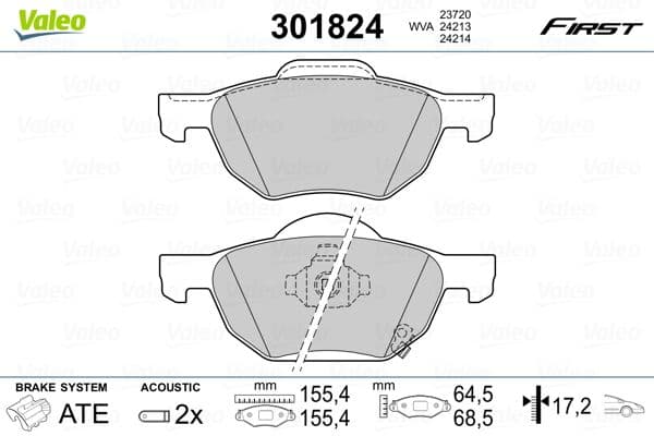 Bremžu uzliku kompl., Disku bremzes VALEO 301824 1