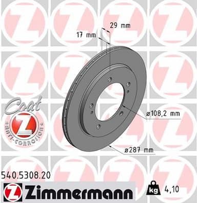 Bremžu diski ZIMMERMANN 540.5308.20 1