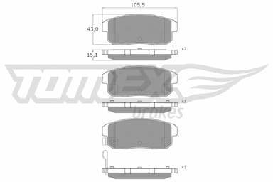 Bremžu uzliku kompl., Disku bremzes TOMEX Brakes TX 17-97 1