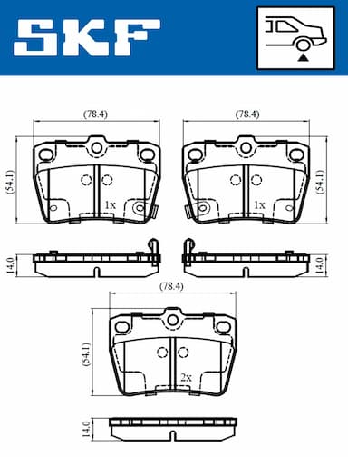 Bremžu uzliku kompl., Disku bremzes SKF VKBP 90288 A 2