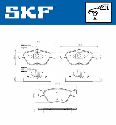 Bremžu uzliku kompl., Disku bremzes SKF VKBP 80438 E 2