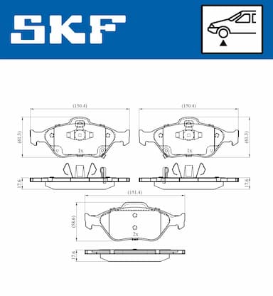 Bremžu uzliku kompl., Disku bremzes SKF VKBP 80295 A 6